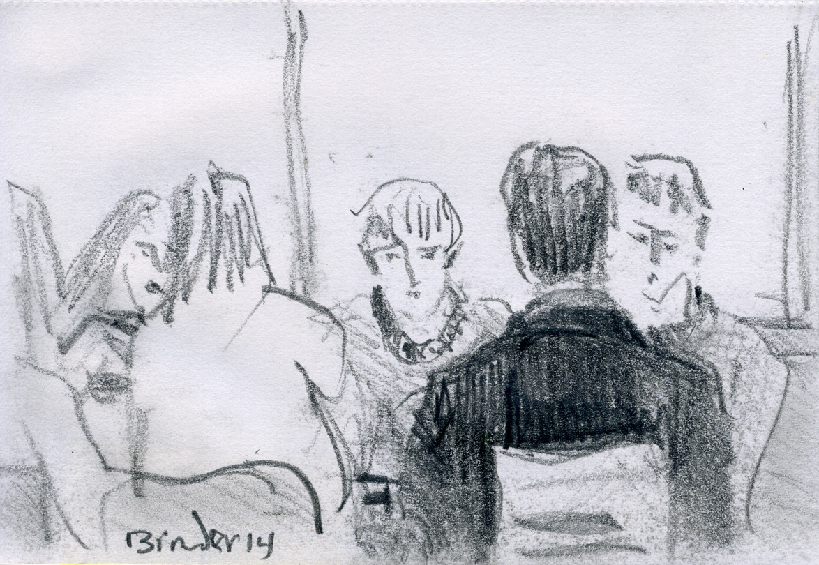 Saturday Afternoon, Soho’s Young Folks, graphite on paper, 6”x4,” 2014, Gordon Binder