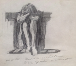 Depression, Study for Poster, from the sketchbook, No. 2 pencil, 7”X8”, 1968 