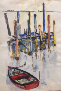 Dock, Beaufort, SC, watercolor, 24”X18”, 1962
