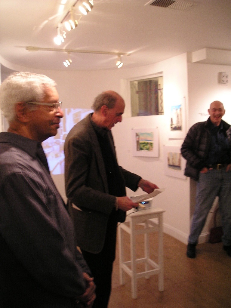 Gordon reading his list of 10 insights he learned from William Christenberry at a tribute to the artist and teacher, Studio Gallery, January 2018